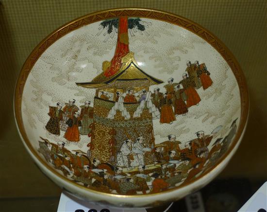 Japanese Satsuma bowl, procession scene